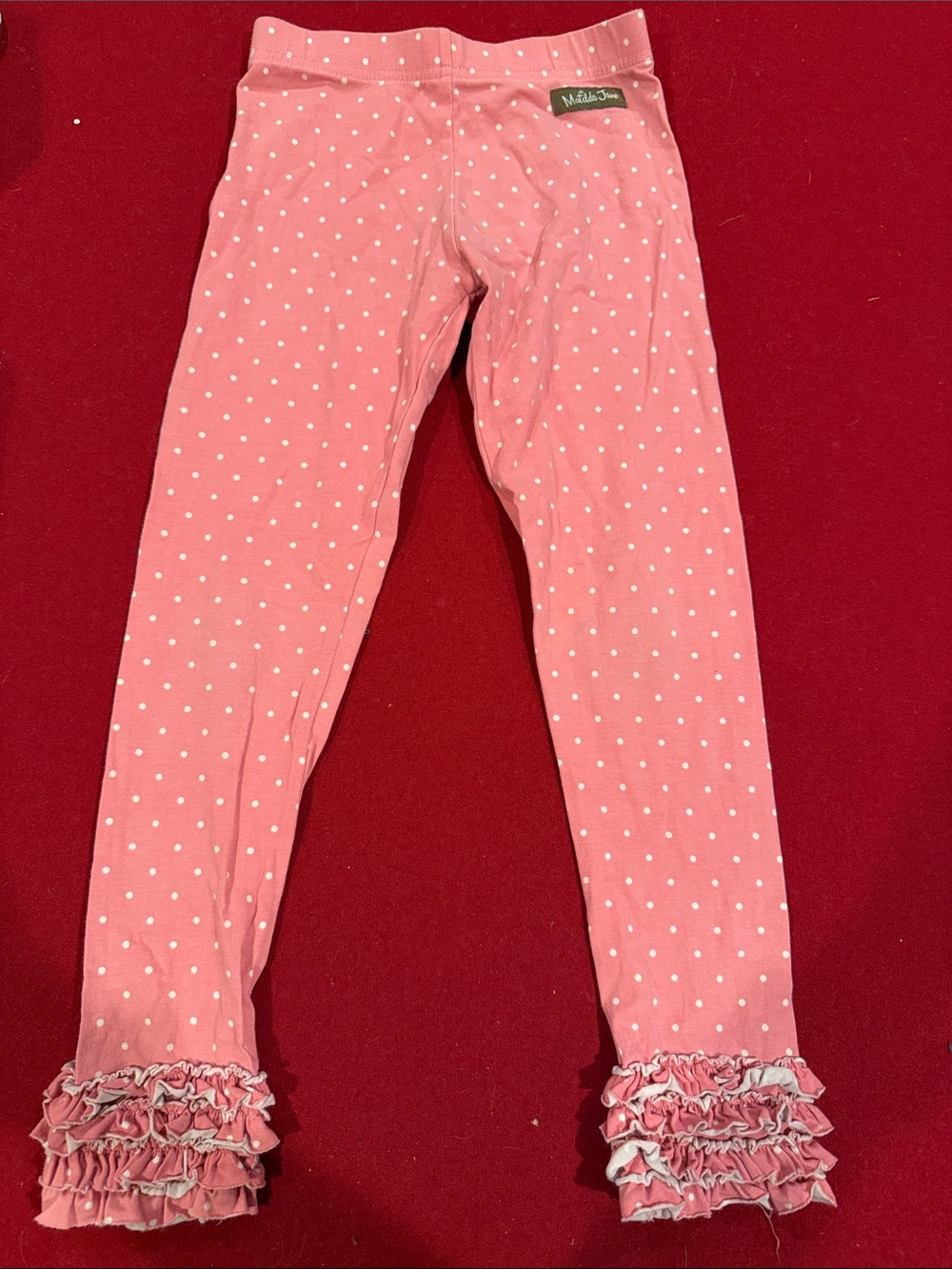 Matilda Jane Pink Polka Dot Ruffle Hem Pajama Bottoms